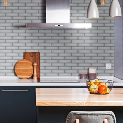 Bevollo Glass Tile Backsplash in kitchen