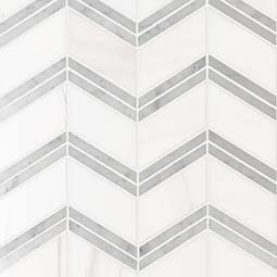 Bianco Dolomite Marble Chevron Pattern Tile Thumb