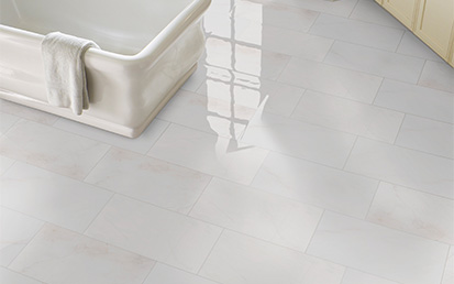 Bianco Dolomite Collection Porcelain Tile Flooring in Bathroom