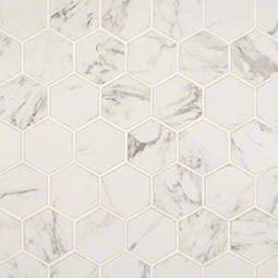 Pietra Carrara 2” Hexagon Mosaic Tile