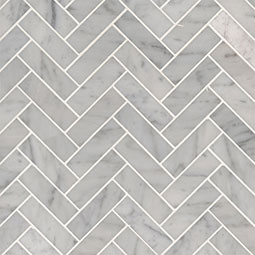 Carrara White 1x3 Herringbone Polished