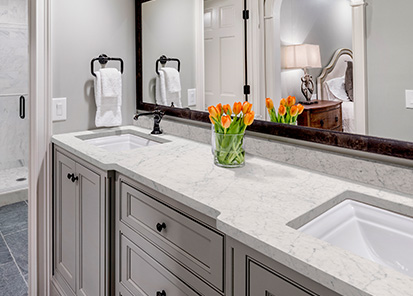 Carrara White Countertop in Bathroom Sink