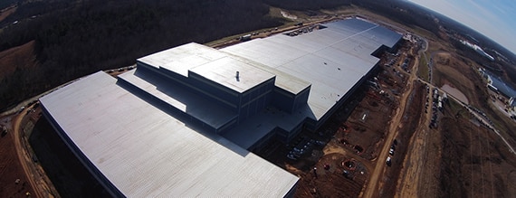 Bird's eye view of Daltile manufacturing plant in Dickson, Tennessee.