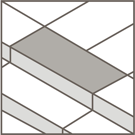 Line art depicting rectified step trim tile