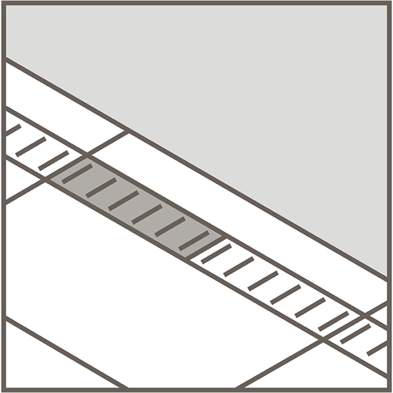 Line art depicting rectified gutter grid trim tile