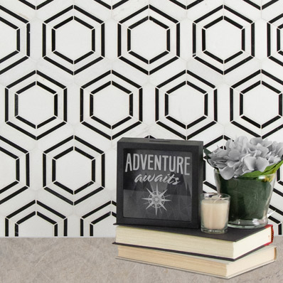 Geometric Pattern Backsplash Tile in living room