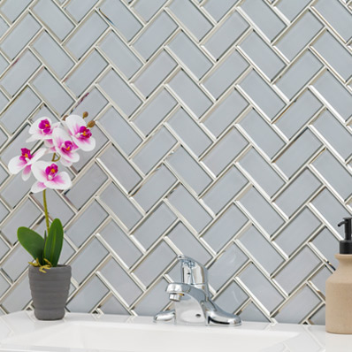 Glass Tile Backsplash in bathroom