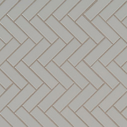 Gray Glossy Herringbone Mosaic