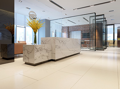 hotel reception counter with quartz countertop