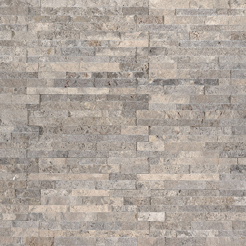 Silver Travertine Mini Stacked Stone Panels Sample