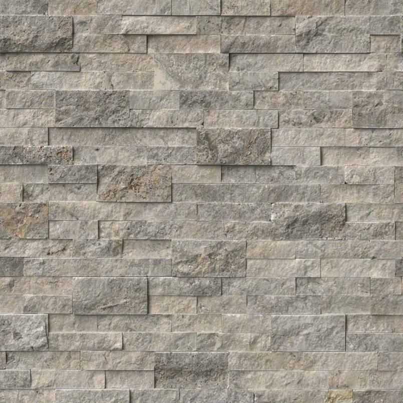 Silver Travertine Stacked Stone Sample