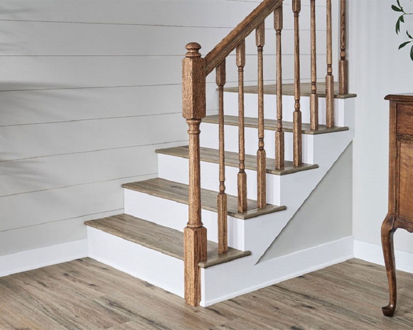 Stair Tread Luxury Vinyl Flooring in Living Room