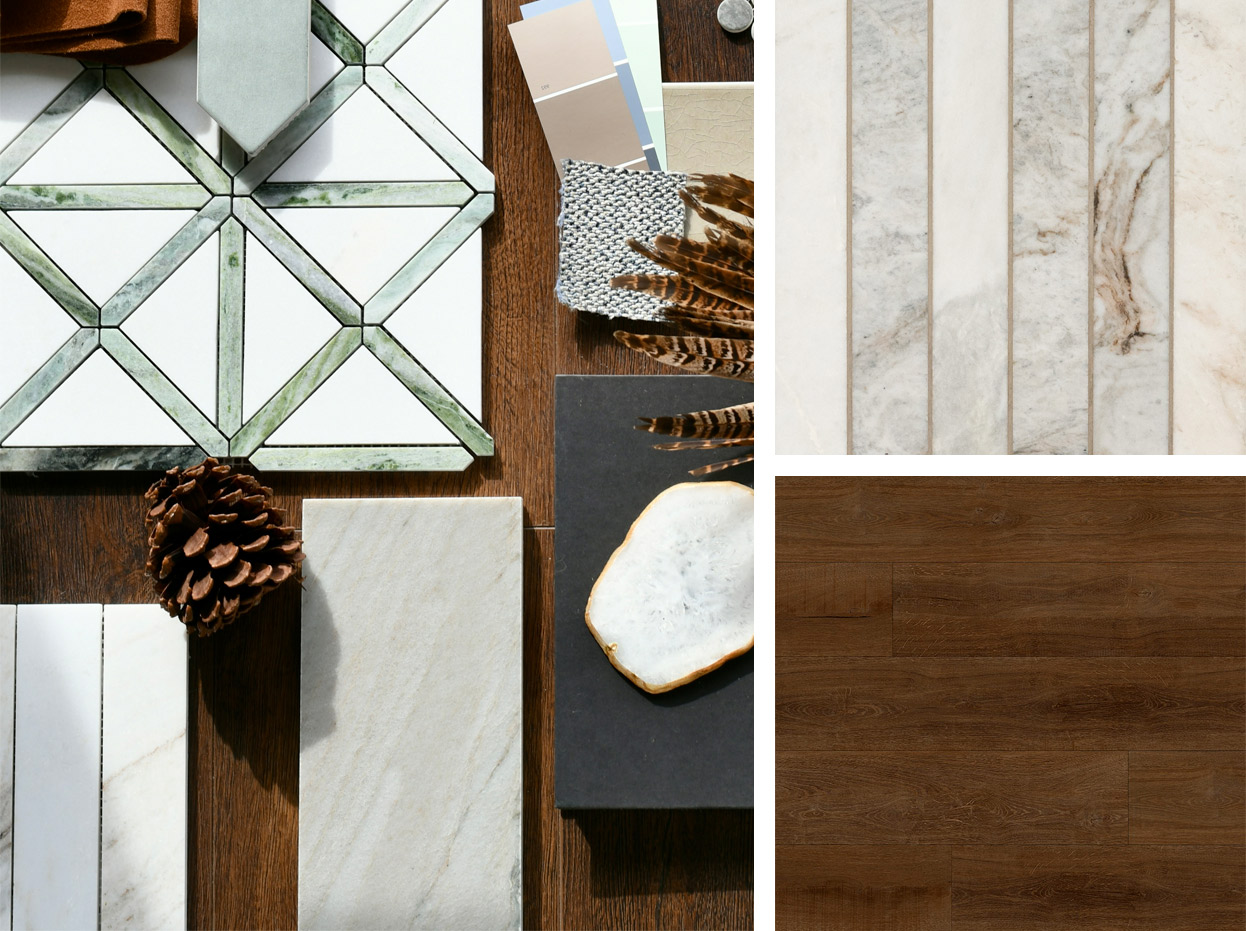 kitchen with white marble countertops