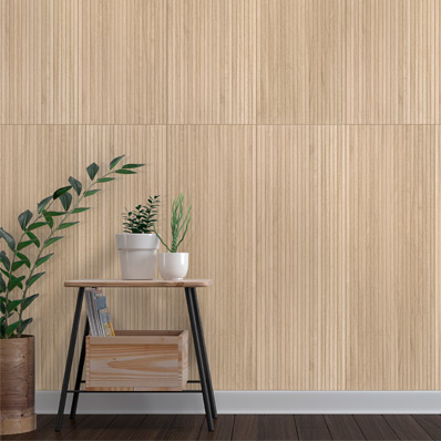 Large Format Tile Backsplash in living room