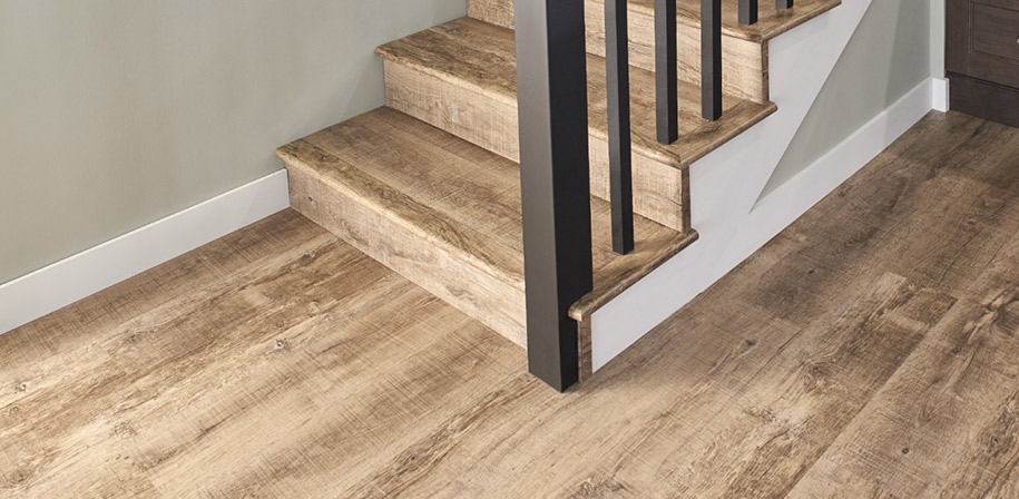 Luxury vinyl flooring on stairs