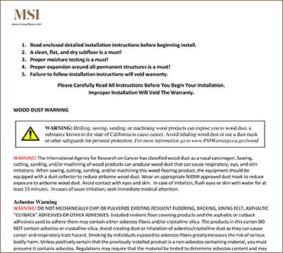 Hardwood Installation Instructions Flyer