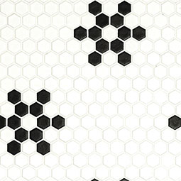 White and Black Mod Petal Pattern Matte mosaic sample