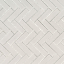 White Glossy Herringbone Mosaic