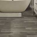 Luxury Vinyl Plank floor and bathtub